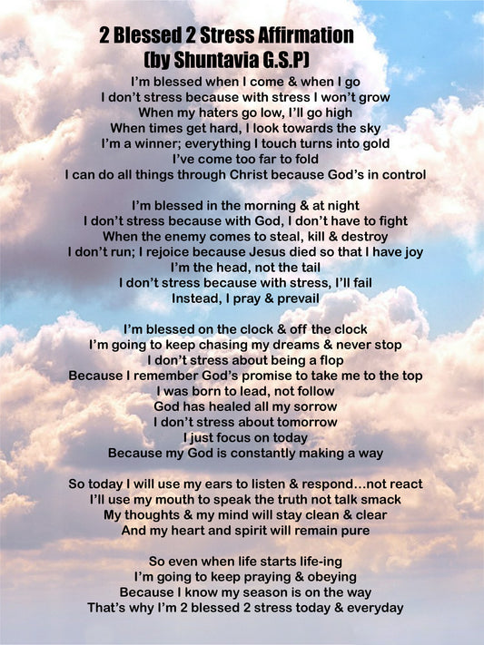 2 Bless 2 Stress Affirmation